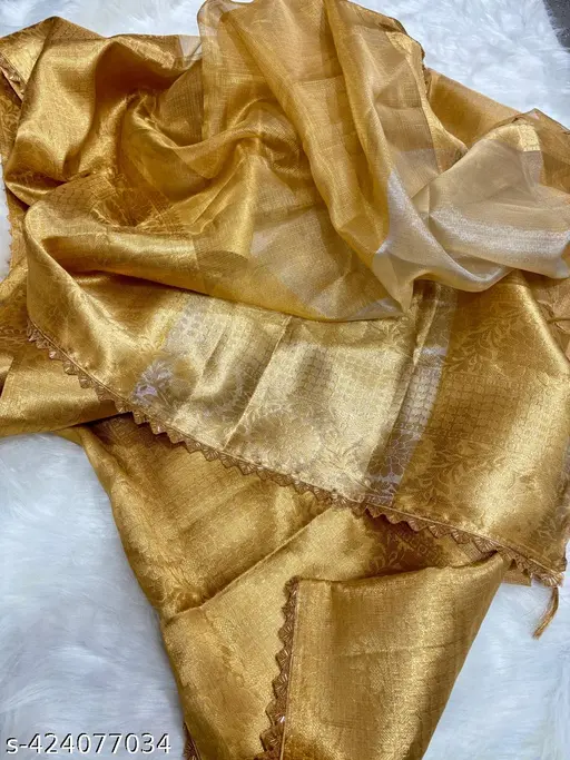 kanchi tissue zari saree with lace border