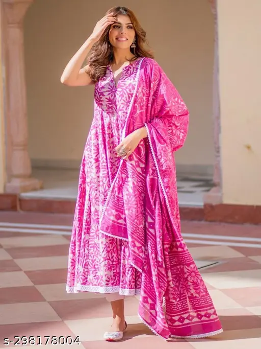 Cotton anarkali kurti with dupatta