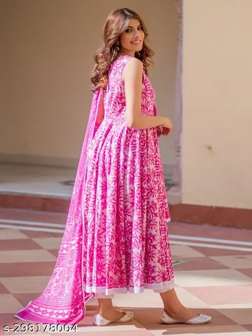Cotton anarkali kurti with dupatta