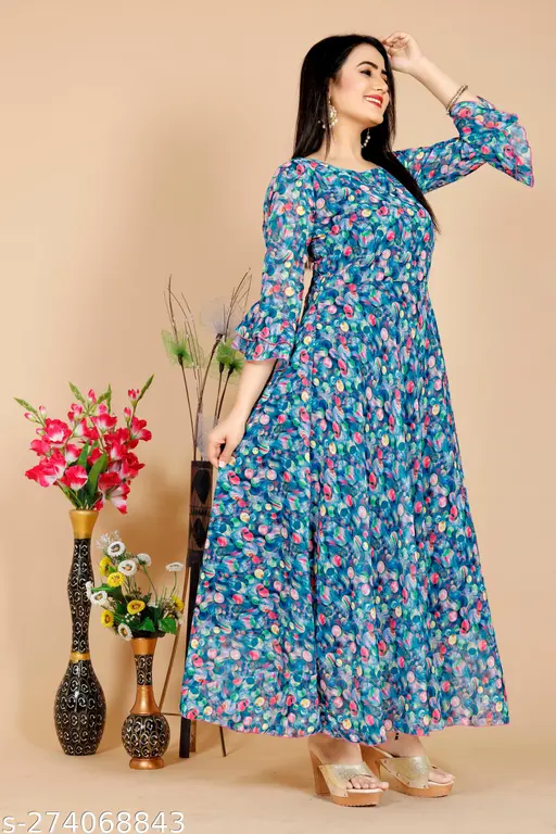 Gola Digital Printed Kurti-Gown for Women