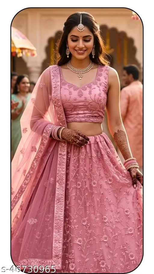 Premium Pink Wedding Lehenga Choli for Bridesmaids Sangeet Mehndi Party Wear Collection