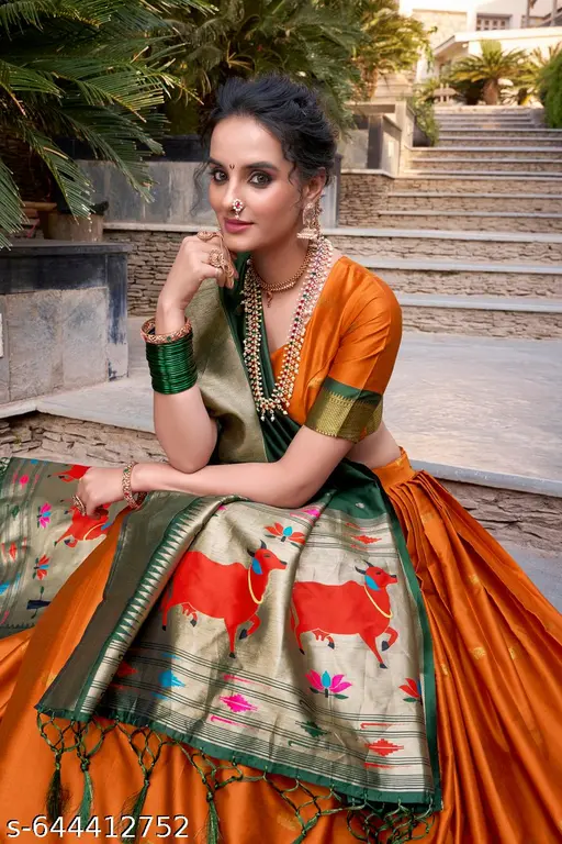 Festive Glow Jacquard Silk Chaniya Choli Adorned With Zari Weaving
