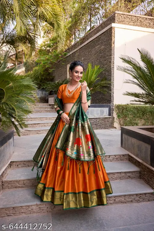 Festive Glow Jacquard Silk Chaniya Choli Adorned With Zari Weaving