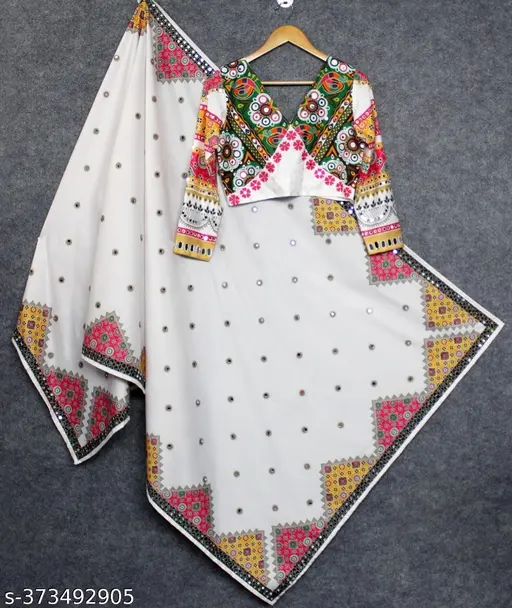 Women&amp;#039;s New Stylish Beautiful Printed &amp;amp; Mirror Work Lehanga Choli With Dupatta For Women&amp;#039;s And Girl&amp;#039;s (Pack Of 1)
