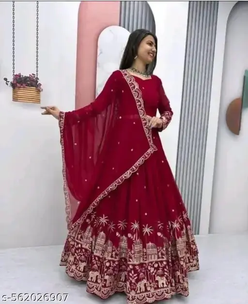 Women Embroidered designer Straight Kurti With Dupatta &amp;amp; Bottomwear