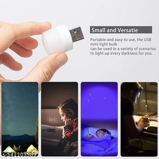 Mini USB Led Light | Plug in Night Light Bulb | USB Light for Laptop | Portable USB Led Lamp | Portable Car Bulb for Bedroom Bathroom &amp;amp; Kitchen Use (4 Pcs) | Plastic, White