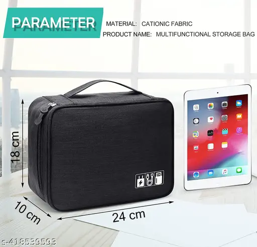 Electronics Accessories Organizer Bag, Universal Carry Travel Gadget Bag for Cables, Plug and More, Perfect Size Fits for Pad Phone Charger Hard Disk - Dark Blue (polyester, pack of 1)