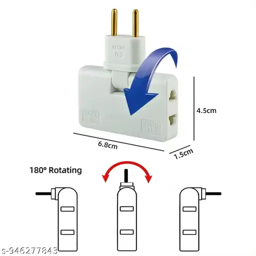 Adapter 180° Rotatable Wireless Mini Slim Outlet Multi-Foldable EU/US Converter 2-Pin Rotate Plug | Foldable 3 Plug Socket | Ultra-Thin Space-Saving Wall Adapter Smart &amp;amp; Sleek Design
