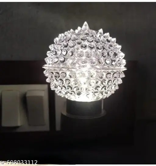 Crystal shape ( WHITE ) LED Night Bulb with 2 Pin Jack, Bedroom night Lamp pack of 1
