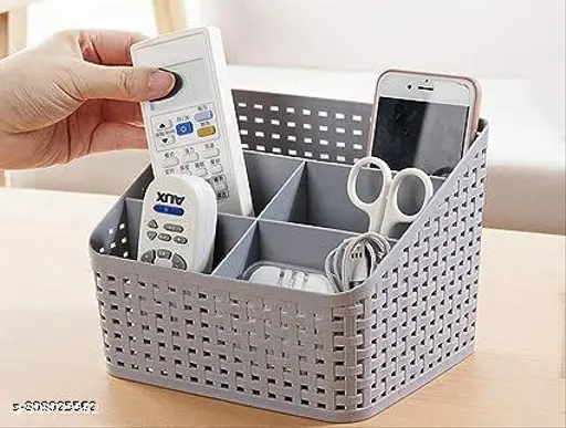 Desk Organisers Box 5 Compartment Desktop Gadget Rectangular Stationery Storage Box / GRAY COLOUR