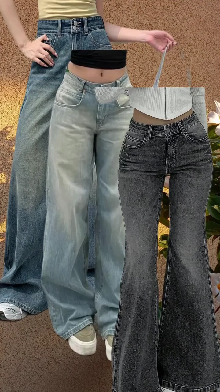 Premium High-Waisted Wide-Leg Baggy Jeans for Women – Retro Vintage Relaxed Fit Loose Denim Pants