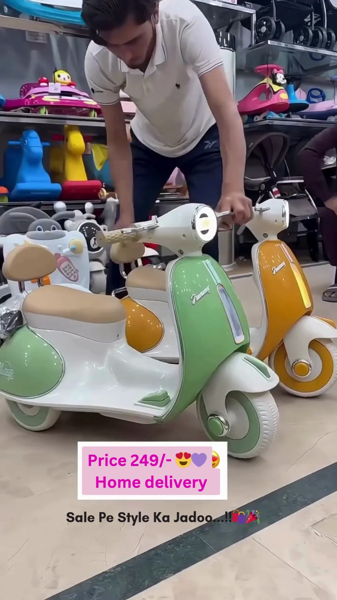 Baybee Vintage Battery Operated Bike for Kids, Ride on Toys Kid Scooty with Light &amp;amp;amp; Music | Baby Rechargeable Battery Bike | Electric Bike for Kids to Drive 1 to 5 Years Boys Girl (Green)