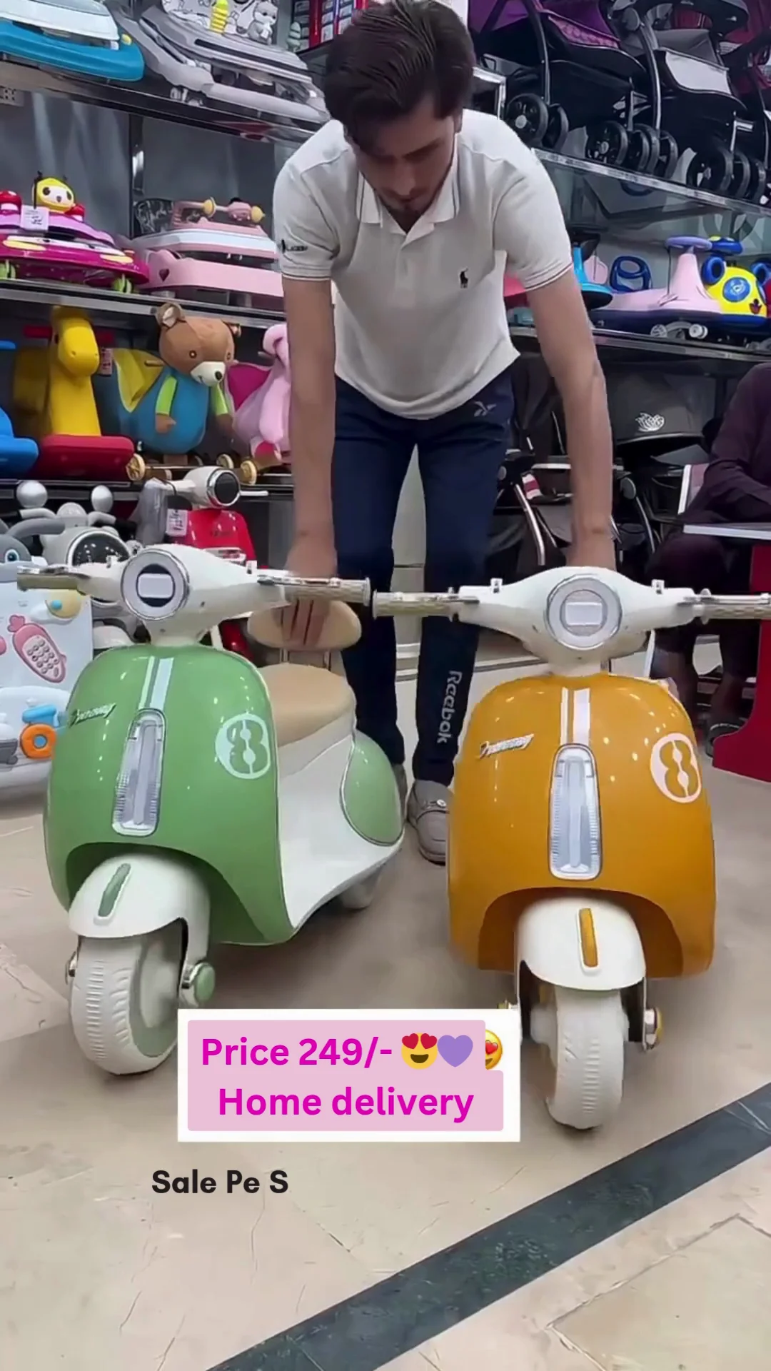 Baybee Vintage Battery Operated Bike for Kids, Ride on Toys Kid Scooty with Light &amp;amp;amp; Music | Baby Rechargeable Battery Bike | Electric Bike for Kids to Drive 1 to 5 Years Boys Girl (Green)