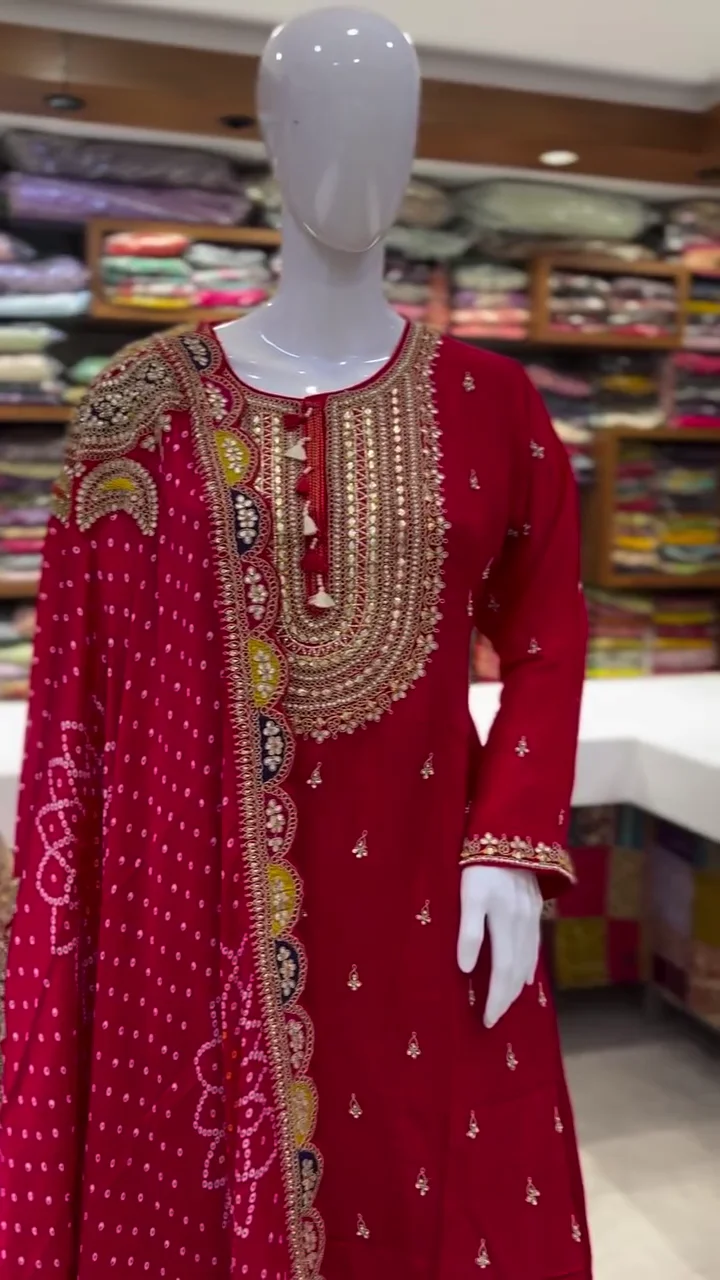 Graceful Faux Georgette Embroidered Sharara Suit with Thread and Sequence Work for Designer Wear