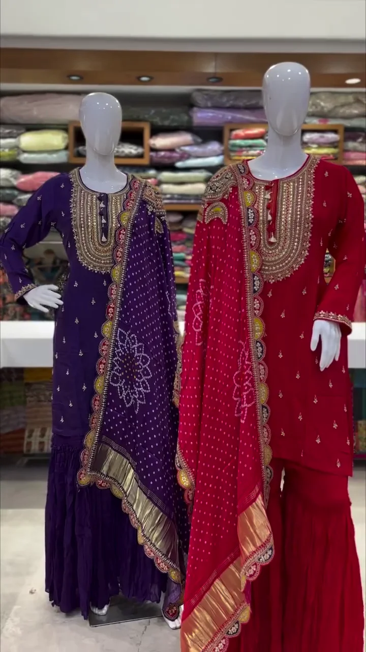 Graceful Faux Georgette Embroidered Sharara Suit with Thread and Sequence Work for Designer Wear