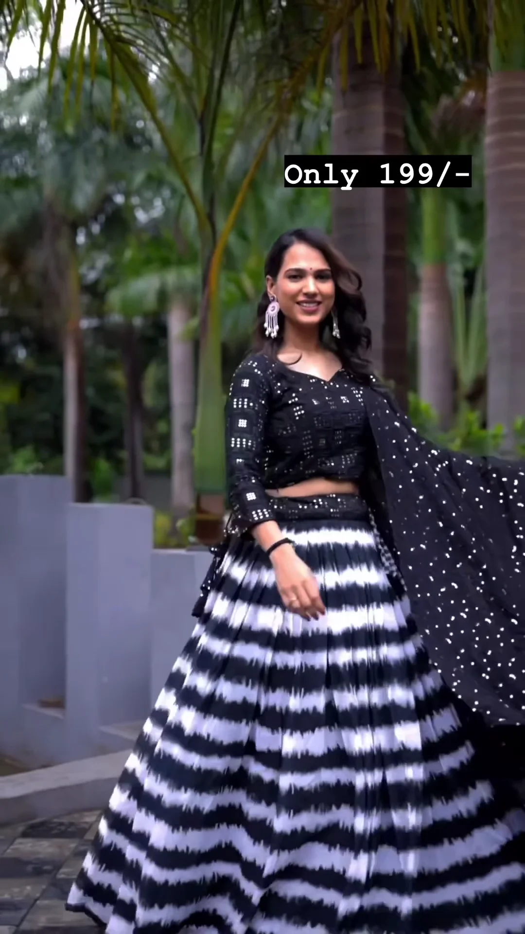 Exclusive Black &amp;amp;amp;amp; white Georgette Lehenga Set with Sequin Embellishments