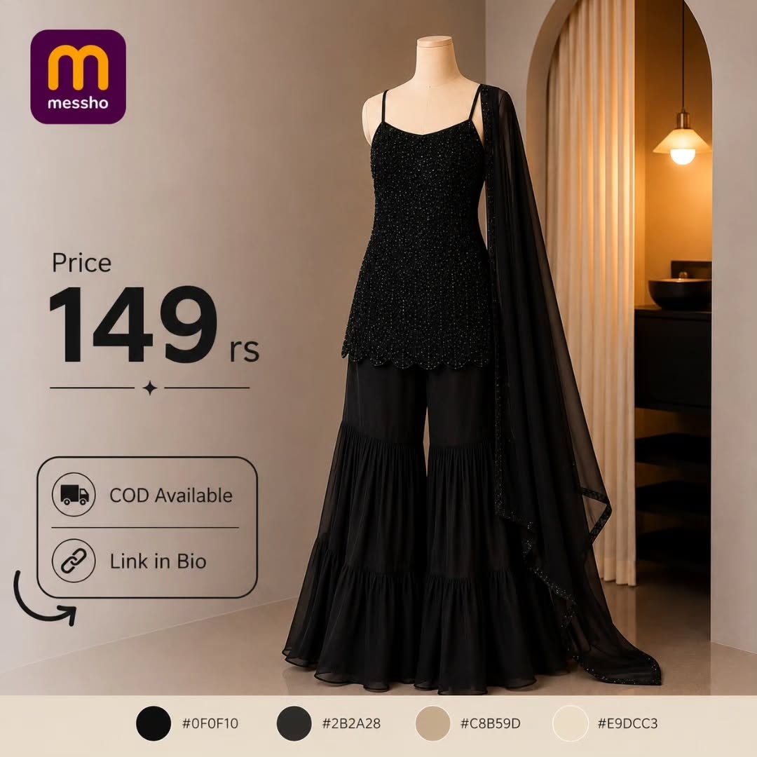 Abstract Embroidered Beads and Stones Georgette Semi-Stitched Dress Material