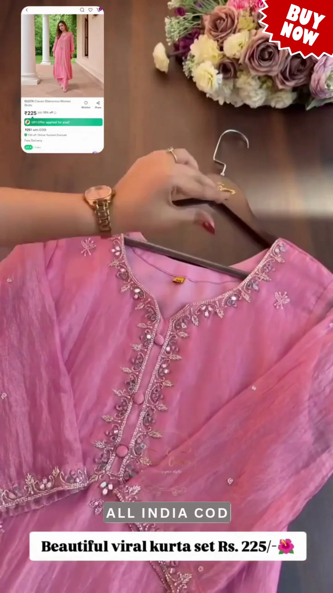Women Floral Embroidered Regular Sequinned Kurta with Trousers