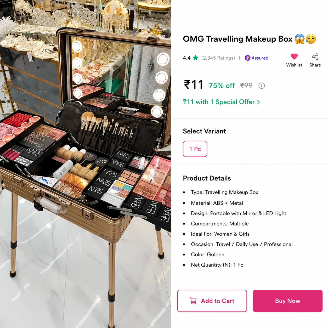 Faquenc 24&amp;amp;amp;#039;&amp;amp;amp;#039; Aluminum Trolley Rolling Makeup Train Case with LED Light Mirror Professional Cosmetic Travel Box with Bluetooth Speaker Make up Cosmetic Organizer Studio Nail Salon Beauty Vanity Pink