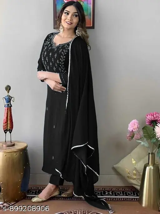Premium Women’s Embroidered Kurta with Pant &amp;amp;amp; Dupatta Set | Festive Wear Suit Set