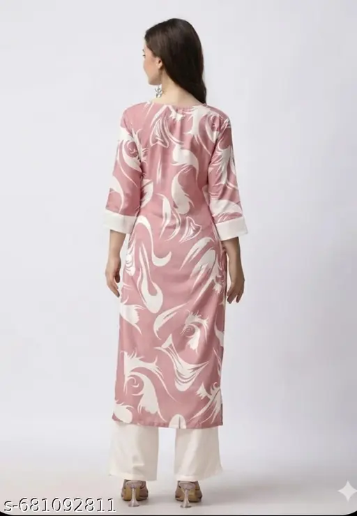 Peach and white kurta set