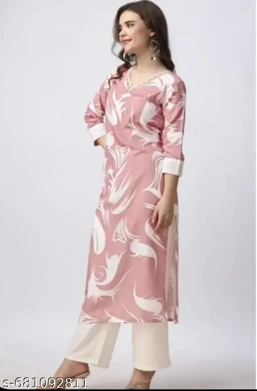 Peach and white kurta set