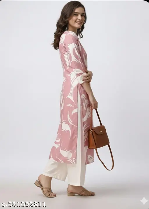 Peach and white kurta set