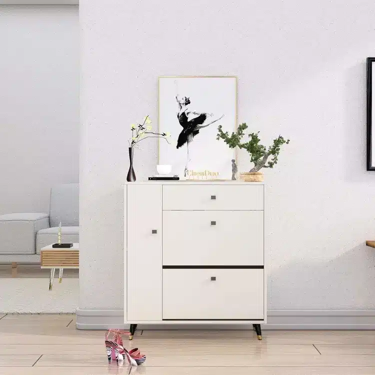 Storage Cabinet with Flip Drawer &amp;amp; Organizer
