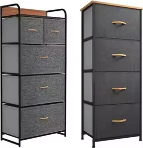 Multi-Drawer Fabric Storage Organizer with Wooden Top